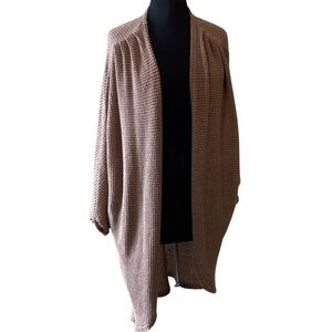 FASHION Tan Mocha Waffle Knit Open Cardigan Size XL Dolman Batwing Cocoon
